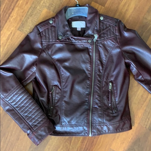 Faux Leather Jacket Merlot - Picture 2 of 8
